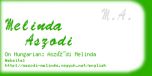 melinda aszodi business card